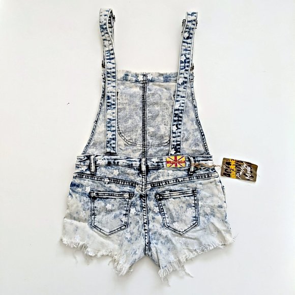 NWT Machine Light Acid Wash Distressed Overalls - Picture 2 of 6